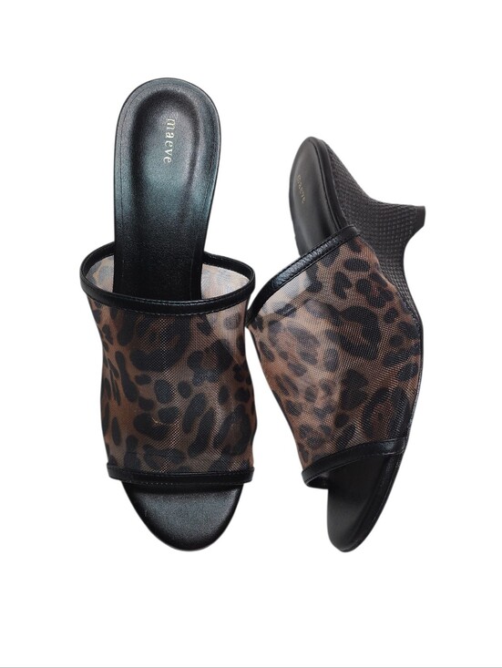 Anthropologie Shoes - Anthropologie Maeve leopard print mesh mule wedge heels Size 7